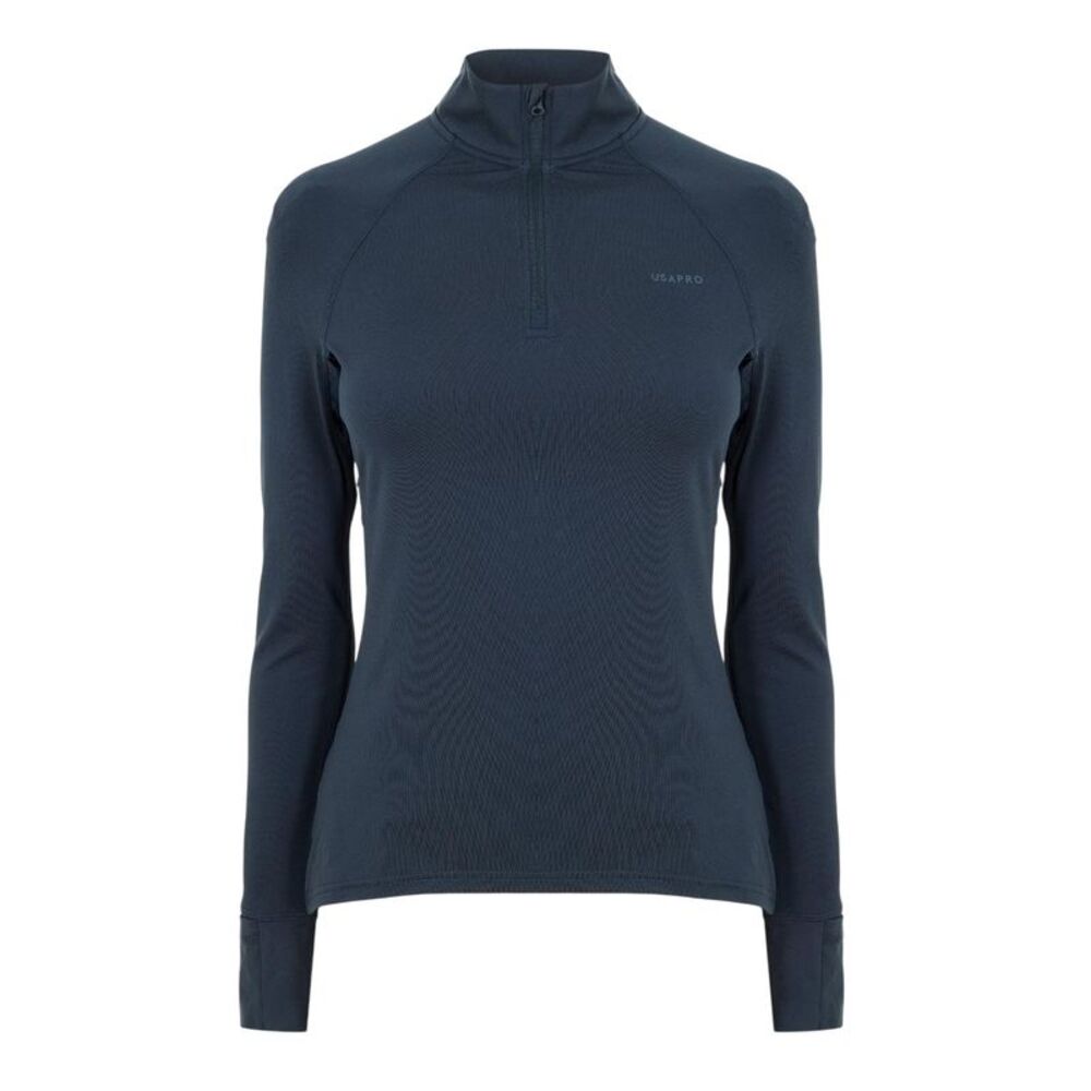 USA Womens/Ladies Plain Long-Sleeved Base Layer Top / Navy